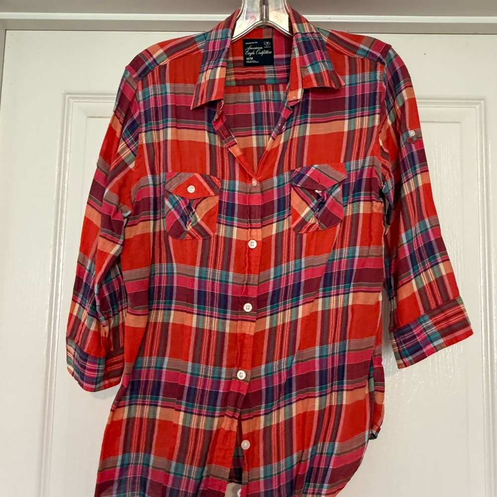 Multicolored Plaid Button-Up Shirt